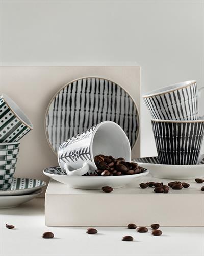 Valda Комплект С Чаши За Кафе 4 части за 2 души Порцелан 80 мл Зелен