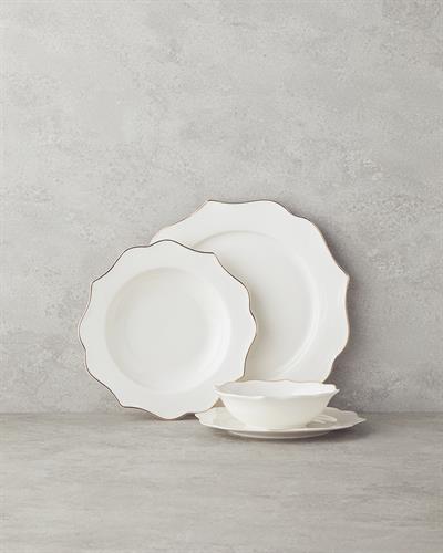 Valencia Комплект За Хранене Костен порцелан 27 части за 6 души Златен