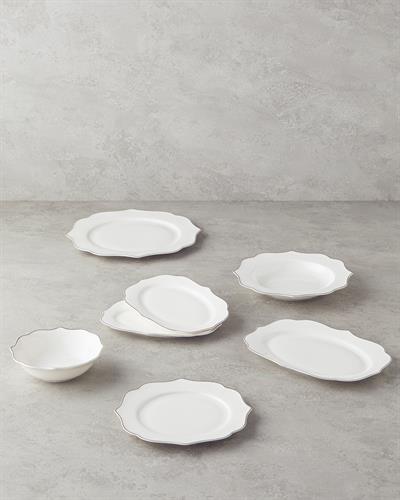 Valencia Комплект За Хранене Костен порцелан 27 части за 6 души Сребърен.