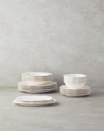 Valencia Комплект За Хранене Костен порцелан 27 части за 6 души Сребърен.