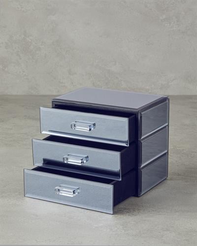 Valeria Декоративна Кутия С Огледало, Стъкло, Пушен, 0