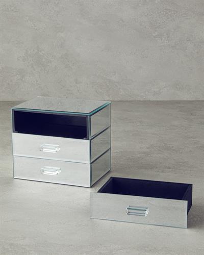 Valeria Декоративна Кутия С огледало Стъкло 17x12x14,5 Сребърен