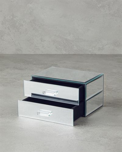 Valeria Glass With Mirror Decorative Box 17x12x9,5 Sılver