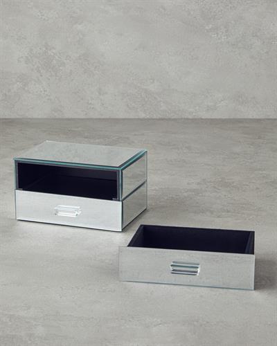 Valeria Glass With Mirror Decorative Box 17x12x9,5 Sılver