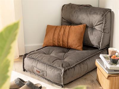 Valletta Декоративен Диван Кадифе, Антрацит, 60 X 80 X 64 Cm