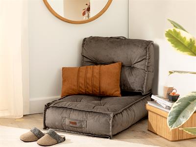 Valletta Декоративен Диван Кадифе, Антрацит, 60 X 80 X 64 Cm