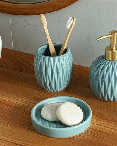 Vanessa Комплект За Баня 3 бр. 27x15x12 см Зелен