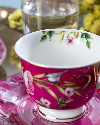 Vanilla New Bone China 4 Parça 2 Kişilik Coffee Cup Set 90 ml Purple