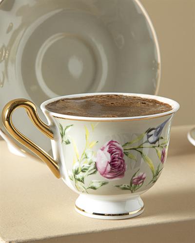 Vanilla Сервиз За Кафе 4 Бр. За 2 Души, New Bone China, Светло Сиво, 90 Ml