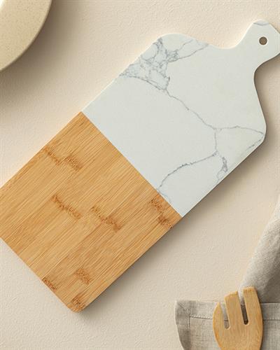 Vanity Marble Bamboo Cutting Board 42x18 cm Beige-White