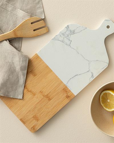 Vanity Marble Bamboo Cutting Board 42x18 cm Beige-White