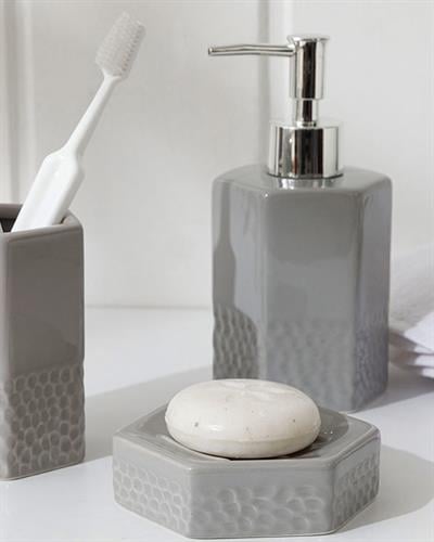 Vanity Ceramic Bath Set 7x7x10 cm Gray