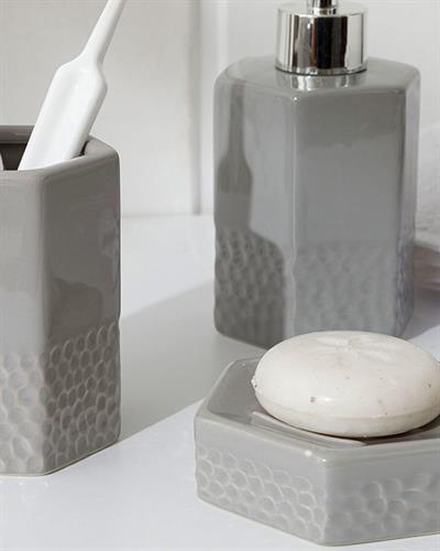 Vanity Ceramic Bath Set 7x7x10 cm Gray
