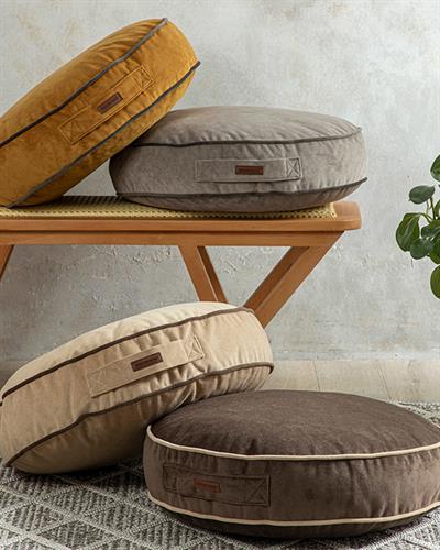 Vella Round Velvet Decorative Cushion Pad 60 cm Gray