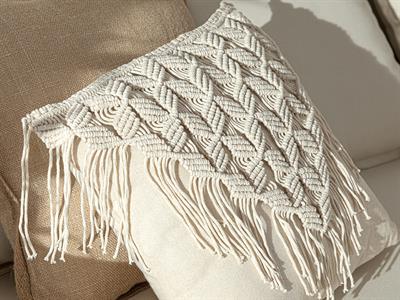 Veneto Пълнена Възглавница Makrome, Екру, 44 X 40 Cm