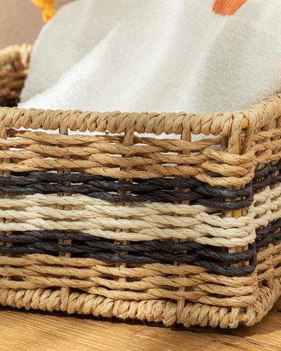 Venice Knitting Basket 18x18x8cm Natural - Black