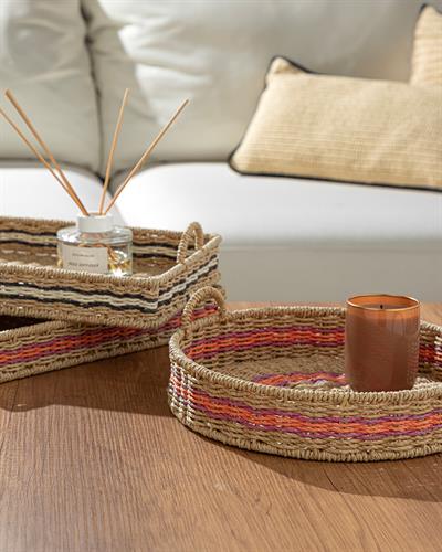 Venice Knitting Decorative Tray 35x25x15 Pink