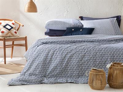 Vernal Pleasure Комплект Спално Бель Единичен Размер, Памучен, Индиго, 160 X 220 Cm