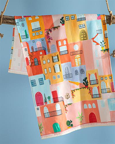 Vernazza Cotton Digital Printing Beach Towel 70x150 cm Colorful