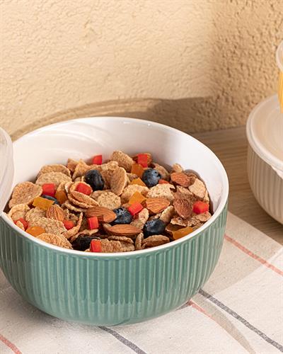 Vintage Circle Кутия За Съхранение 3 бр. Китайски костен порцелан 9,5-12,8-15 см Жълт - Бял - Зел