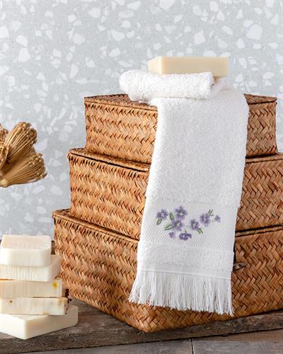 Vintage Liberty Кърпа За Ръце С бродерия 30x45 см Кремав