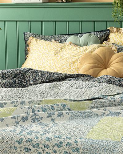 Vintage Patch For One Person Multi-Purposed Quilt 160x220 cm Blue