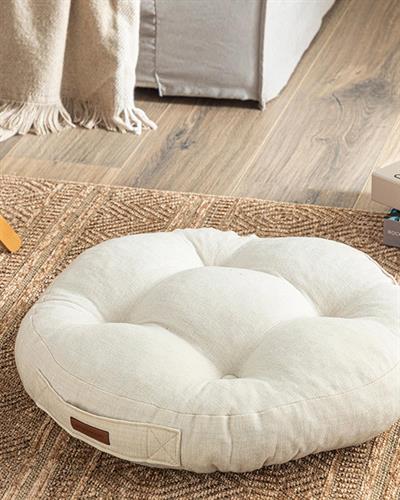 Vita Декоративен Пуф Тъкан, Екру, 50 Cm