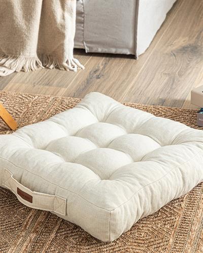 Vita Декоративен Пуф Тъкан, Екру, 50 X 50 Cm