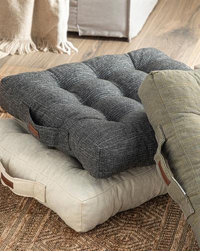 Vita Декоративен Пуф Тъкан, Екру, 50 X 50 Cm