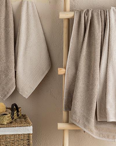 Vita Хавлия За Баня Комплект Памучен, Светло Бежово-Тъмно Бежово, 50 X 85+70 X 140Cm