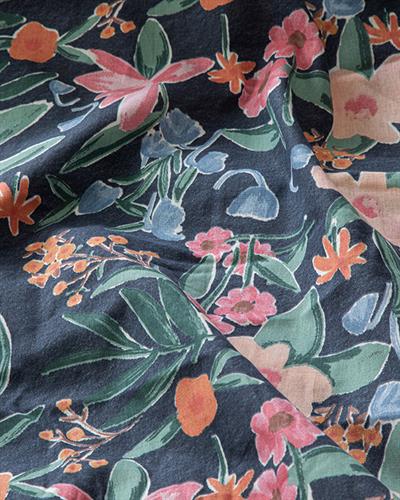 Vivacity Bloom Покривка Единичен Размер, Отпечатан, Тъмно Синьо, 150 X 220 Cm