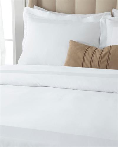 Vivian Framed Cotton Satin Double 4 Pillows Duvet Cover Set 200x220 cm White