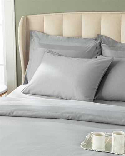 Vivian Framed Cotton Satin Double 4 Pillows Plain Sheet Duvet Cover Set 200x220 cm Gray