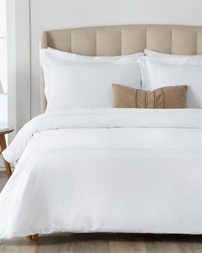 Vivian Framed Cotton Satin Double 4 Pillows Duvet Cover Set 200x220 cm White