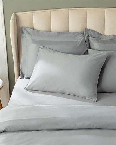 Vivian Framed Cotton Satin Double 4 Pillows Plain Sheet Duvet Cover Set 200x220 cm Gray