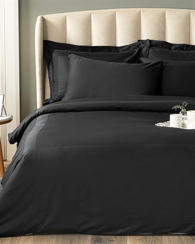 Vivian Спално Бельо Компле Двоен Размер С 4 Възглавници, Памучен, Черно, 200 X 220 Cm
