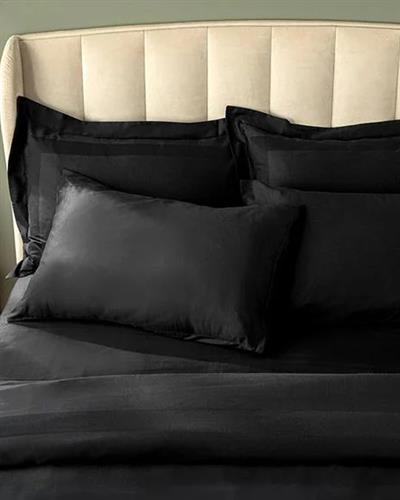 Vivian Спално Бельо Компле Super King Size С 4 Възглавници, Памучен, Черно, 260 X 220 Cm