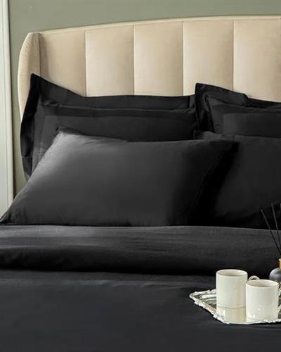 Vivian Спално Бельо Компле Super King Size С 4 Възглавници, Памучен, Черно, 260 X 220 Cm