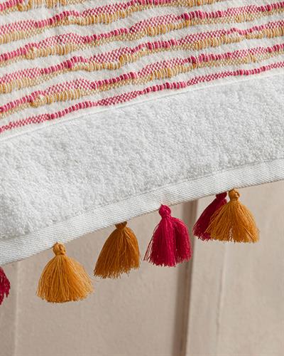 Vivid Кърпа За Баня С пискюли Памучен 70x140 см Екрю