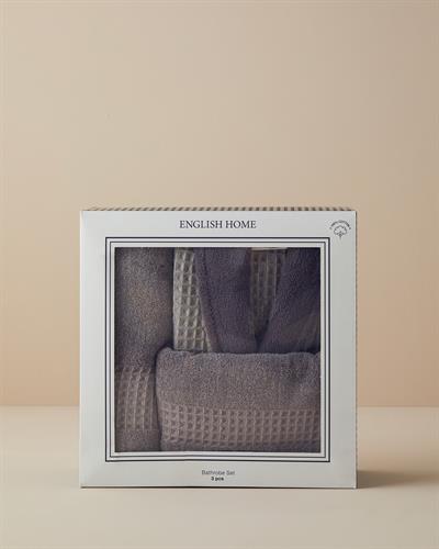 Waffle Комплект Халат За Баня Памучен S-M Виолетов..