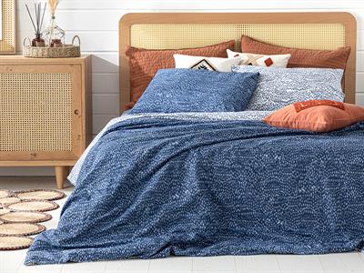 Water Drop Спално Бельо Компле King Size, Памучен, Индиго, 240 X 220 Cm