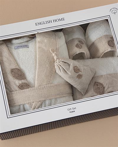 Wattle Халат Комплект Бродирани, Памучен, Екру, L-Xl