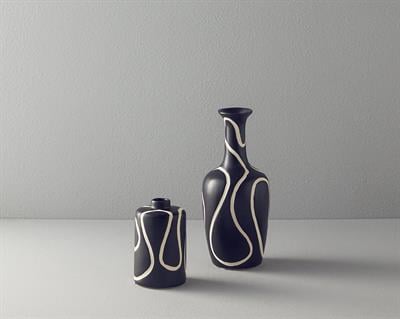 Wave Ваза Доломит 8x8x14 cm Черен