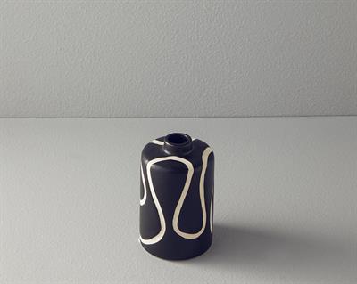 Wave Ваза Доломит 8x8x14 cm Черен