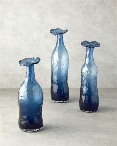 Wave Flower Ваза Стъкло 10x10x27 см Син