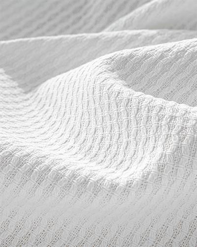 Wavy Покривка Двоен Размер, Памучен, Бяло, 200 X 230 Cm