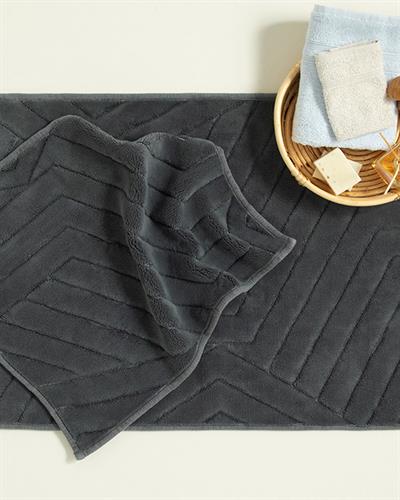 Wavy Cottony Bath Mat Set 60x100 cm + 60x50 cm Anthracite