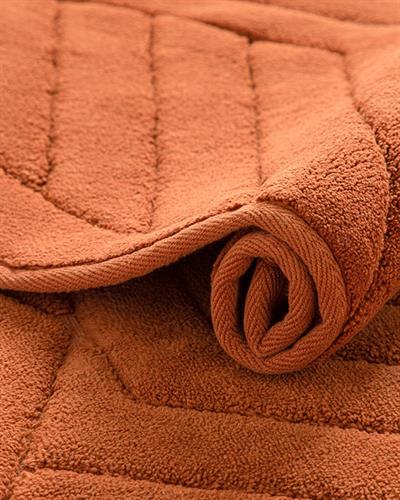 Wavy Постелка За Баня Ко Памучен, Керемидено Червено, 60 X 100 Cm + 60 X 50 Cm