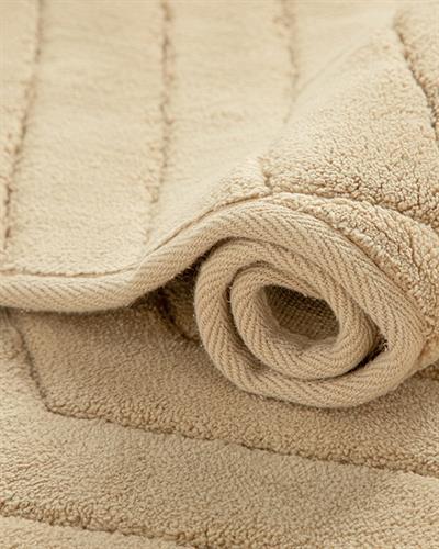 Wavy Cottony Bath Mat Set 60x100 cm + 60x50 cm Beige