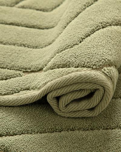 Wavy Cottony Bath Mat Set 60x100 cm + 60x50 cm Green